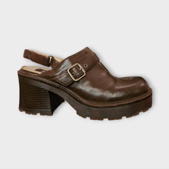 Mudd Vintage 90s/Y2K Brown Platform Chunky Heeled Mule Clogs - Picture 1 of 9